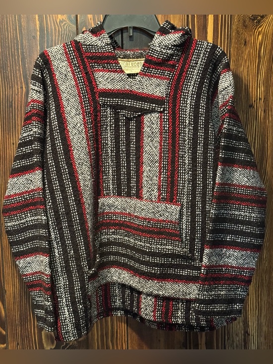 Baja Cienfuegos Other - Baja “Drug Rug” Hoodie Red, Black & Gray - Authentic Handmade Cienfuegos - Large